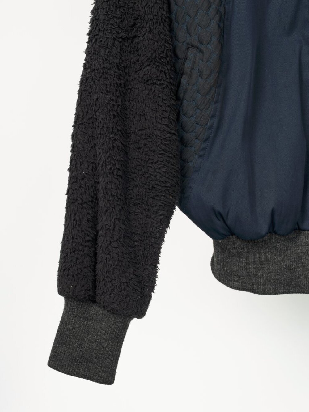 Y-3 AW14 Runway Navy & Black Mixed-Media Bomber Jacket - Picture 6 of 13